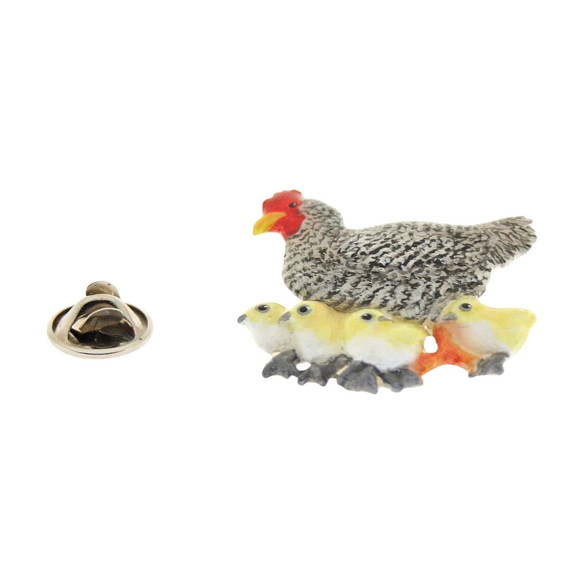 Hen and Chicks Grey Pin ~ Hand Painted ~ Lapel Pin ~ Hand Painted Lapel Pin ~ Sarah's Treats & Treasures